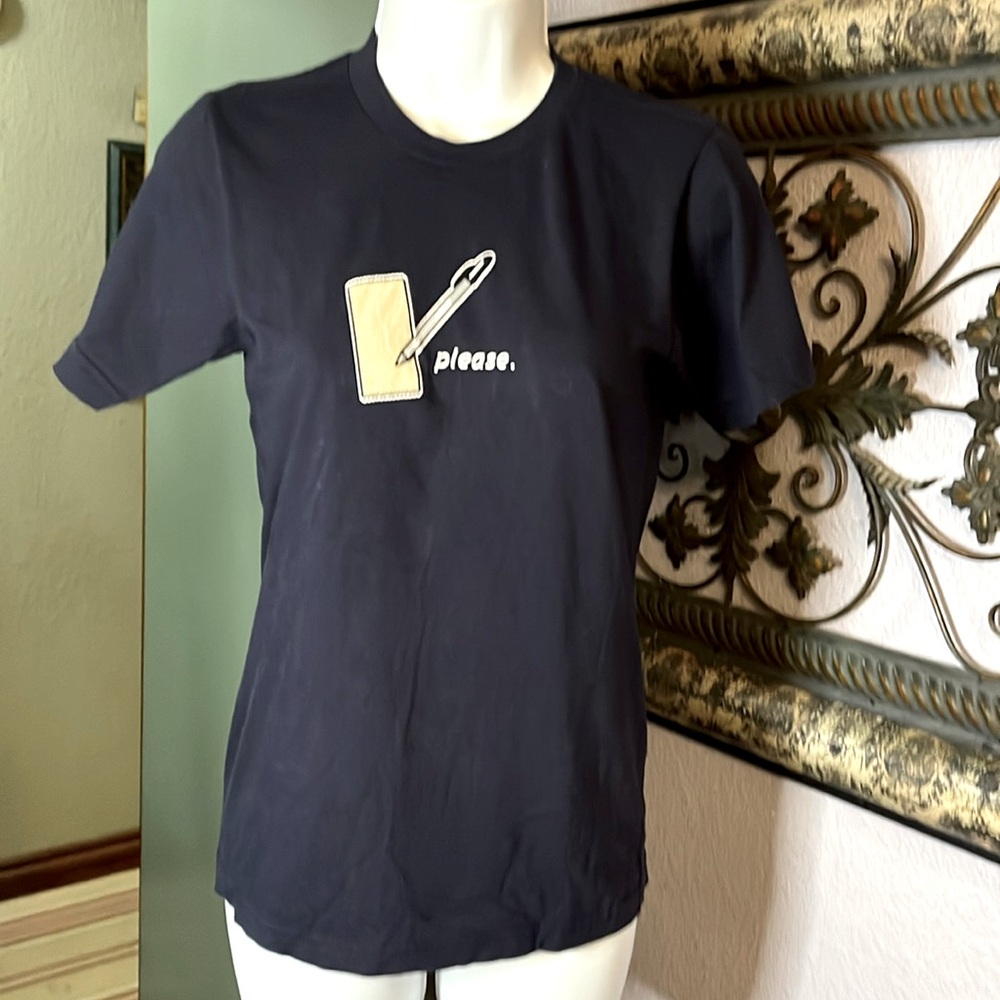 American Apparel Teacher Tee SS-“please write” Size XS black